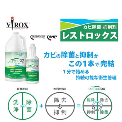 VIROX バイロックス レストロックス カビ洗浄 除去 抑制 除菌 消臭 東栄部品 1L・1L泡スプレーガン付き・3.8L - 画像 (2)