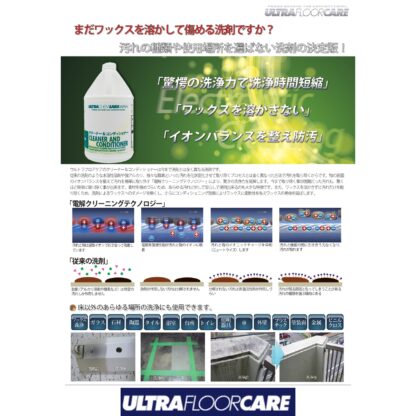 ウルトラフロアケア クリーナー＆コンディショナー 多目的洗剤 電解テクノロジー NEWパッケージ 1ガロン・5ガロン - 画像 (6)